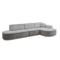 ECKSOFA Ottomane Rechts MARI-L2-v1 - 328x171x83 cm Grau Velours - Grau, Holzwerkstoff/Textil (171/328cm) - ALTDECOR