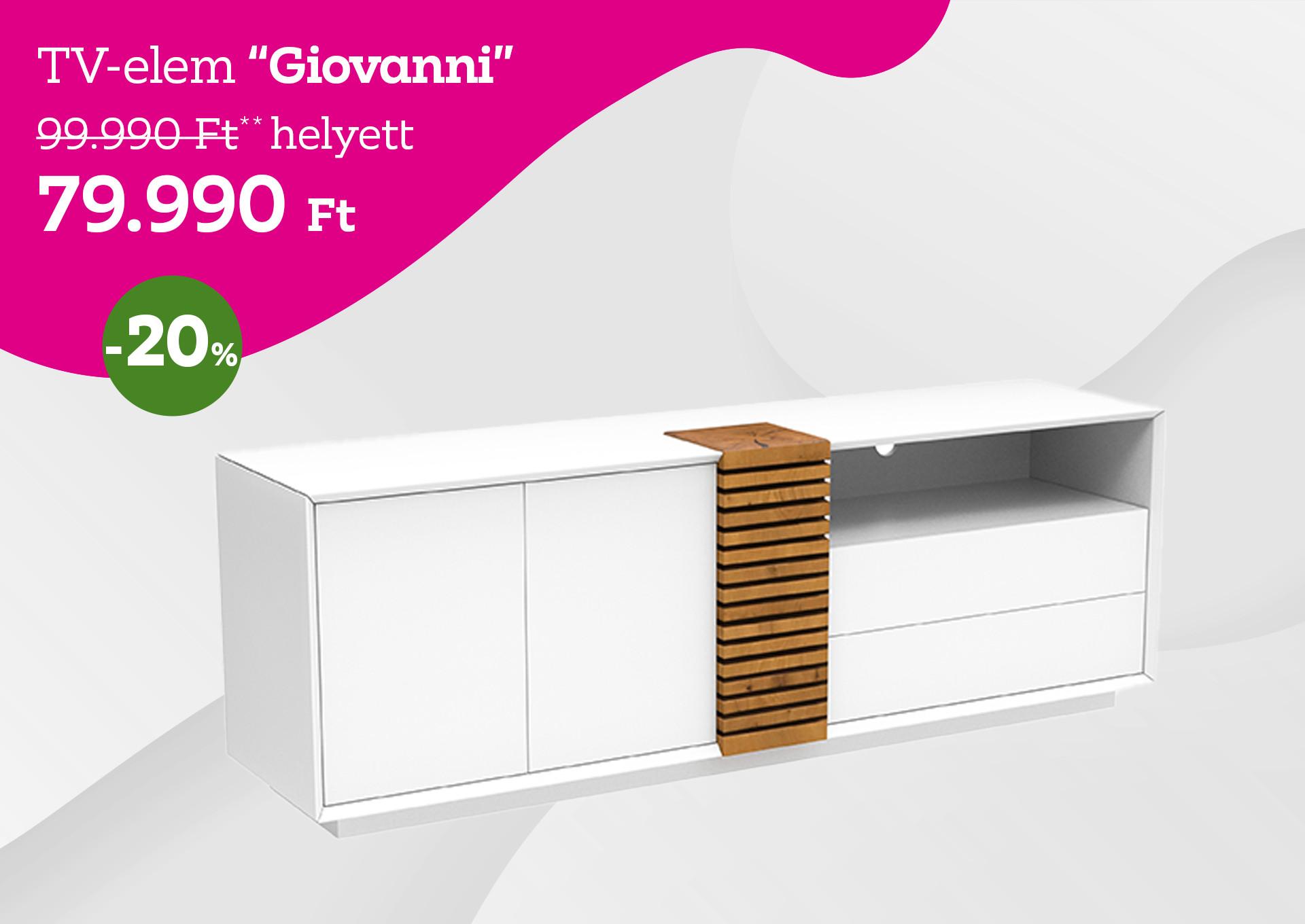TV-elem Giovanni 99990 Forint helyett 79990 Forint, kedvezmény mértéke 20%