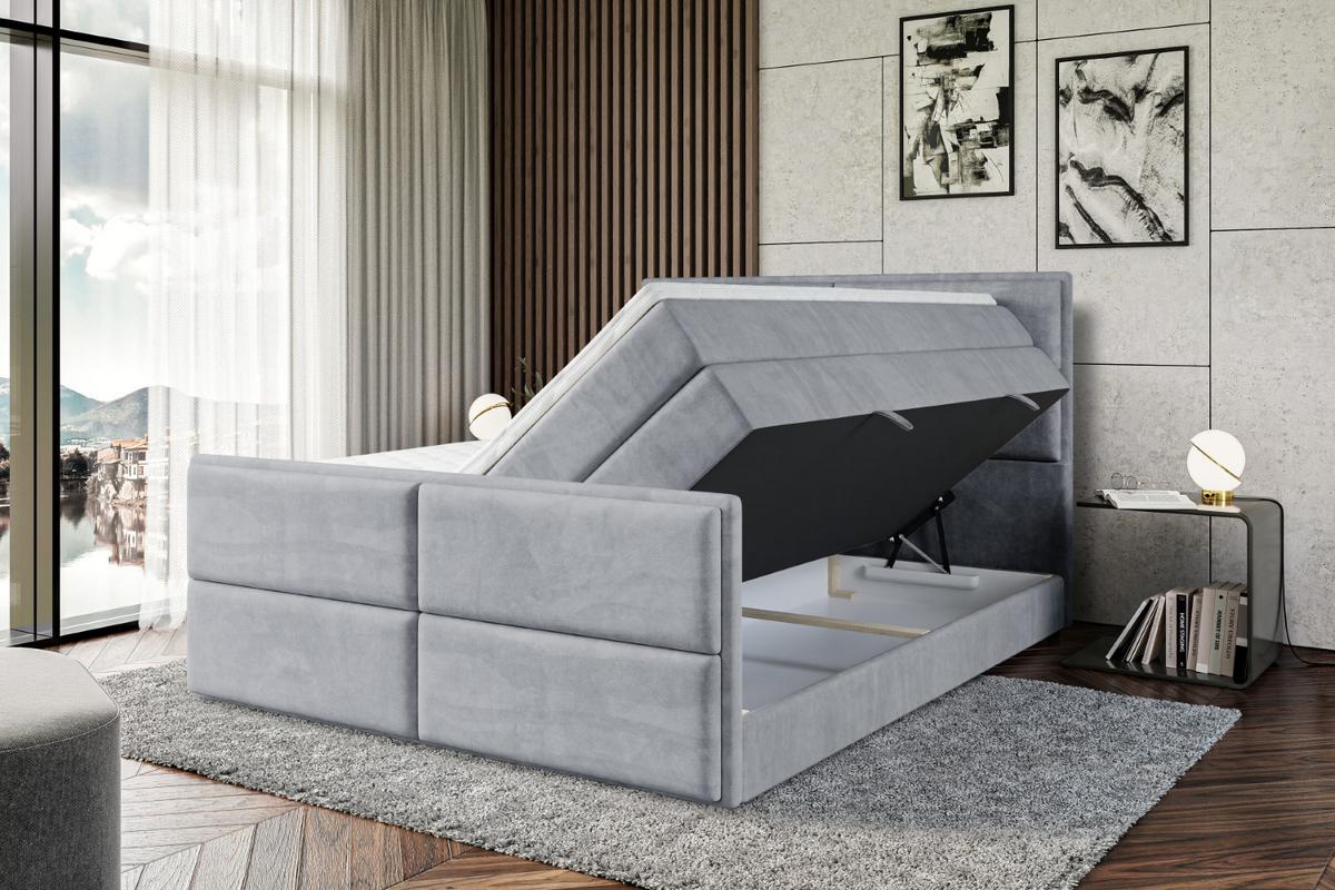 BOXSPRINGBETT AURA-Z KING - 180 x 200 - H3/H4 - Grau - Grau, Holzwerkstoff (180/200cm) - ALTDECOR