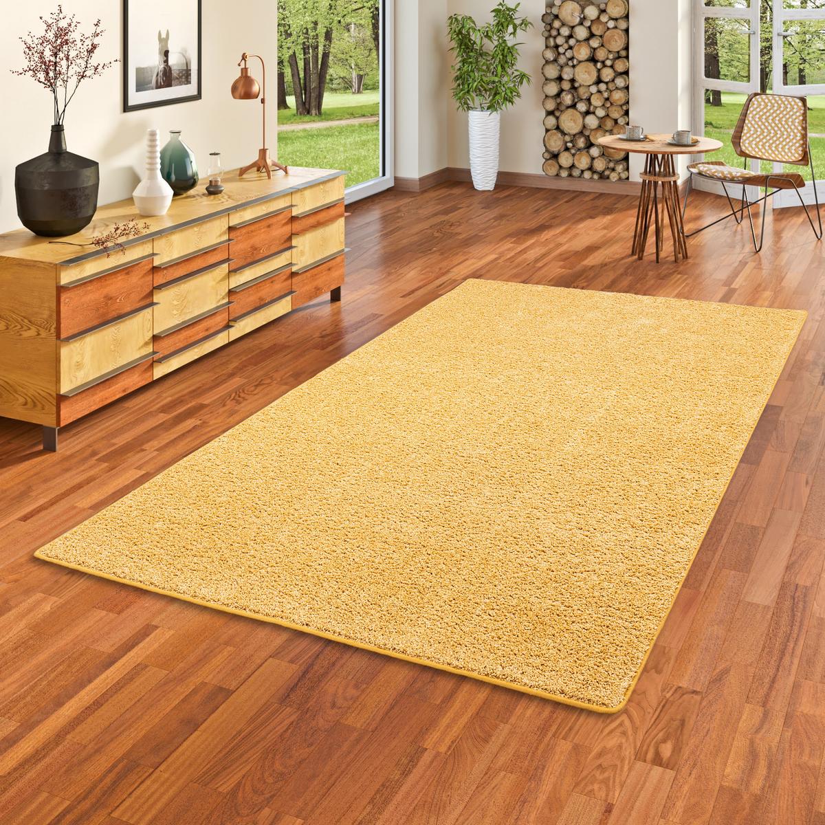 HOCHFLOR VELOURS TEPPICH MONA - Currygelb, Textil (100/300cm) - Snapstyle