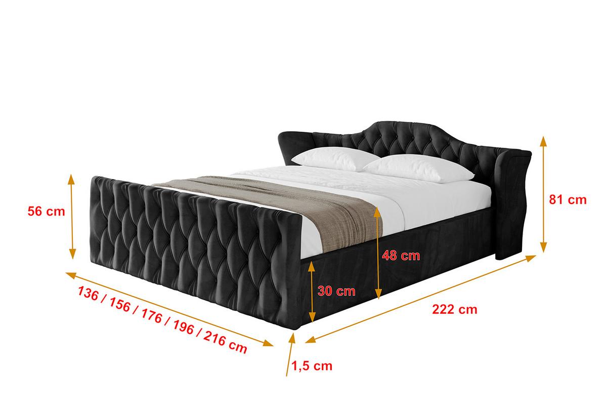 POLSTERBETT mit Bettkasten, Fußteil und Lattenrost, Boxbett ohne Matratze - ZORAN-Z-V1 120x200 Schwarz - Schwarz, Holzwerkstoff/Textil (120/200cm) - ALTDECOR