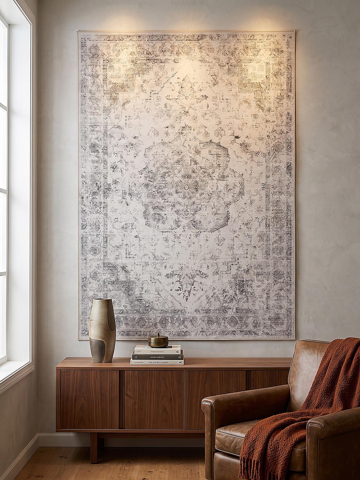 TEPPICH Kurzflor, waschbar, mit floralen Ornamenten, VERNANTE in Beige-Grau, 140 x 200 cm - Beige, Textil (140/200cm) - KADIMA DESIGN