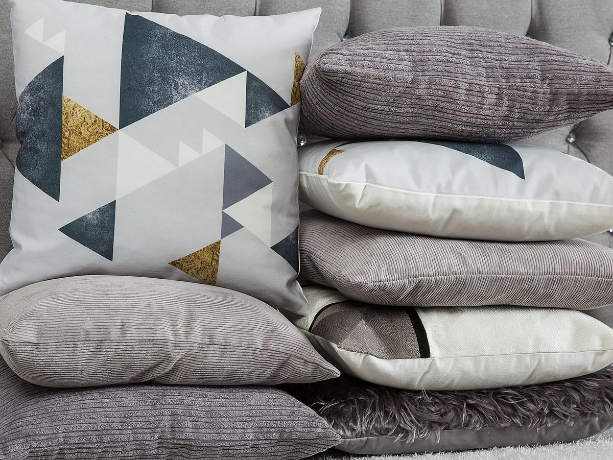 DEKOKISSEN 2er-Set Grau 45/45 cm Nolana - Grau, Textil (45/45cm) - Beliani