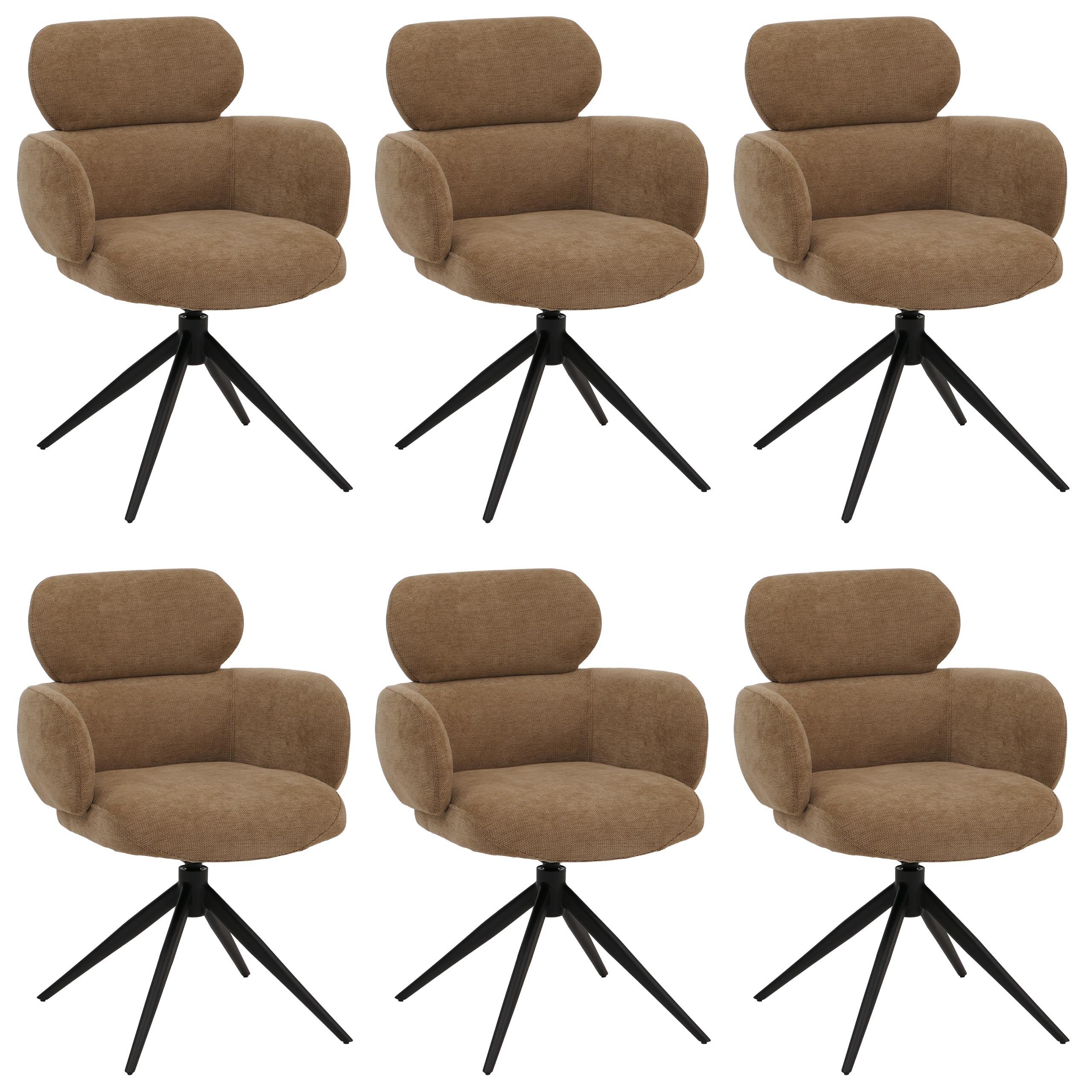 ESSZIMMERSTUHL Braun 6er-Set - Hellbraun/Braun, Textil (61/86/69cm) - MCW