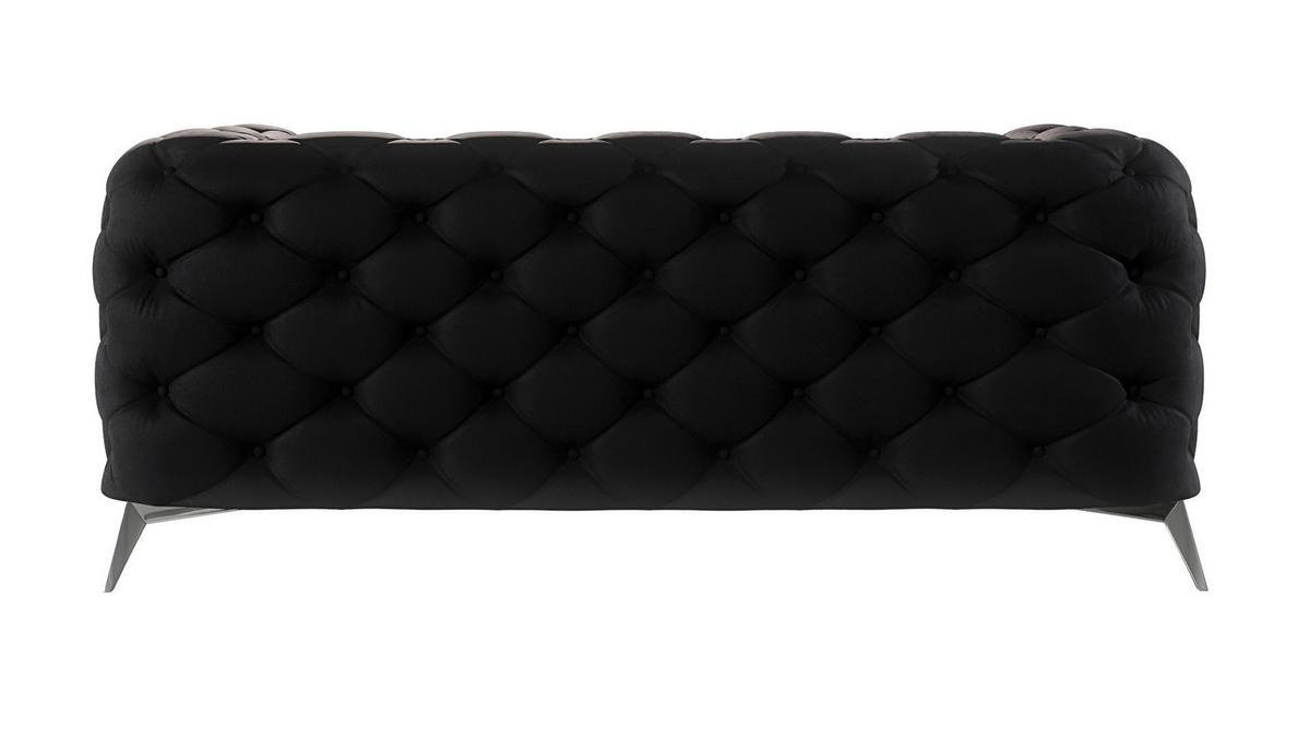 CHESTERFIELD-SOFA 2-Sitzer Laura Schwarz Samt - Silberfarben/Schwarz, Holz/Textil (185/75/100cm) - S-Style Möbel