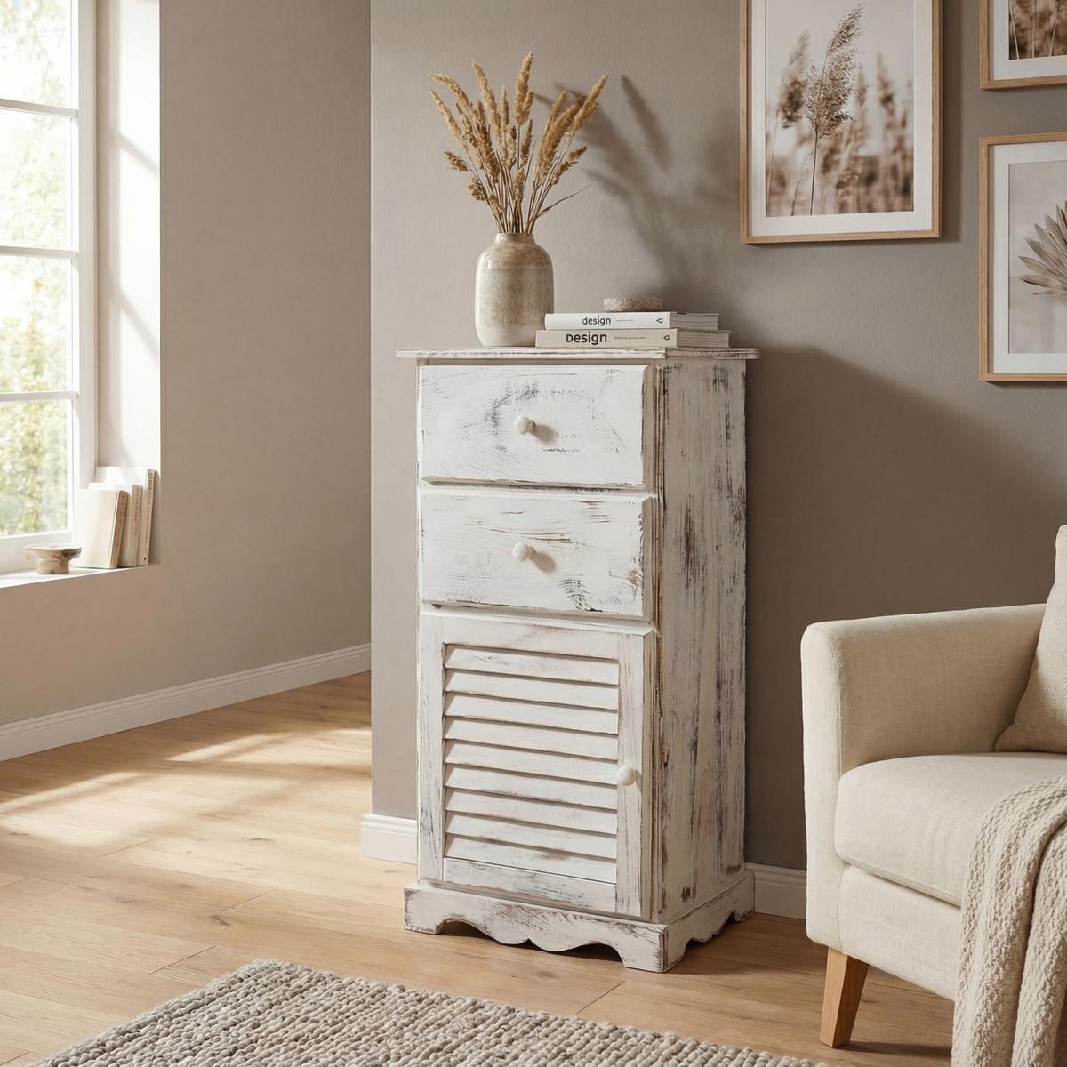 KOMMODE SCHRANK Weiß - Weiß, Holz (40/81/32cm) - MCW