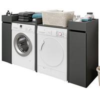 WASCHMASCHINENUMBAU Set grau 4-teilig, 2 x Überbauschrank und 2 x Anstellregal - Schwarz/Grau, Holzwerkstoff/Metall (190/101/60cm) - Inn.Furn