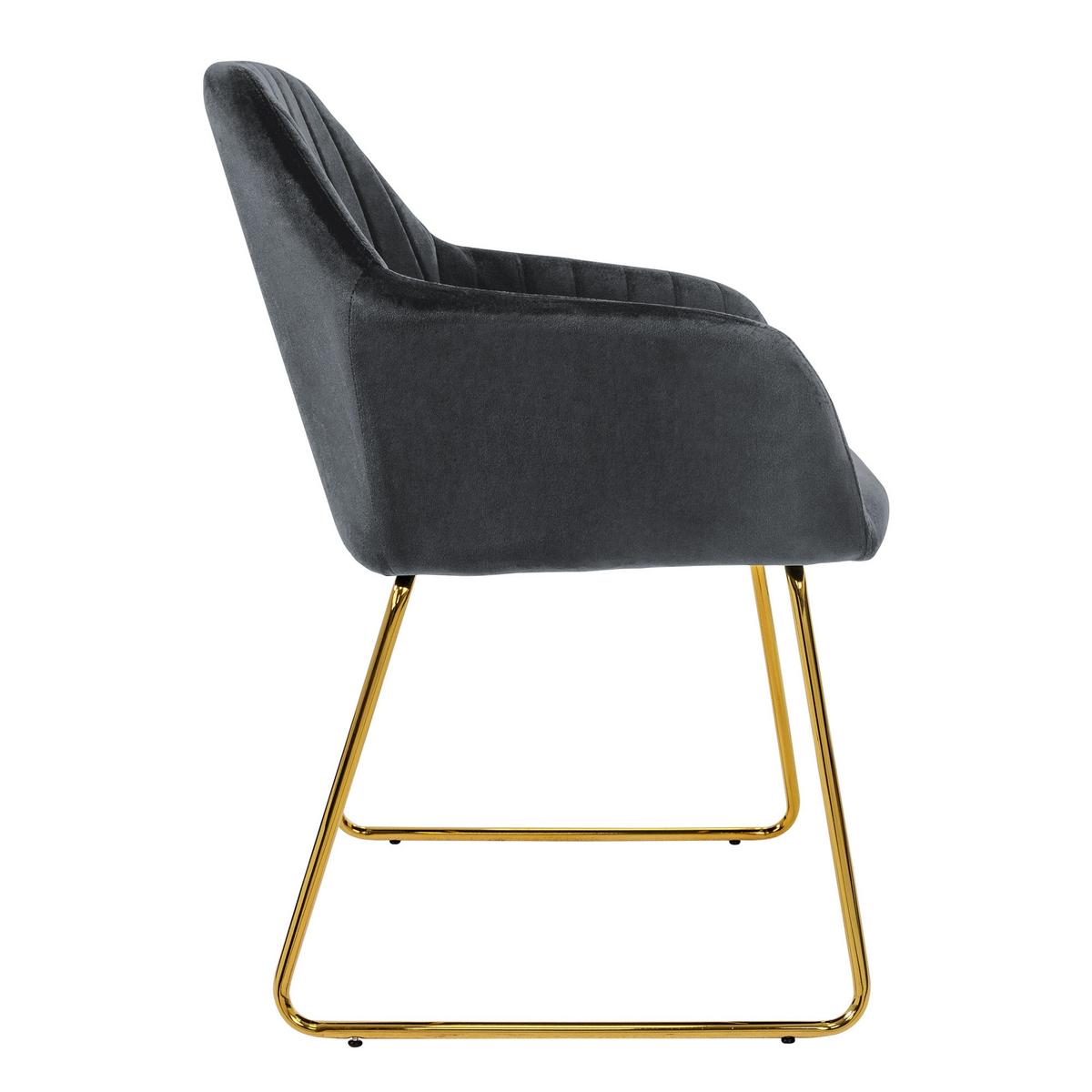 ESSZIMMERSTÜHLE 4er Set Grau Samt - Goldfarben/Grau, Textil/Metall (60/82/57cm) - ML-DESIGN