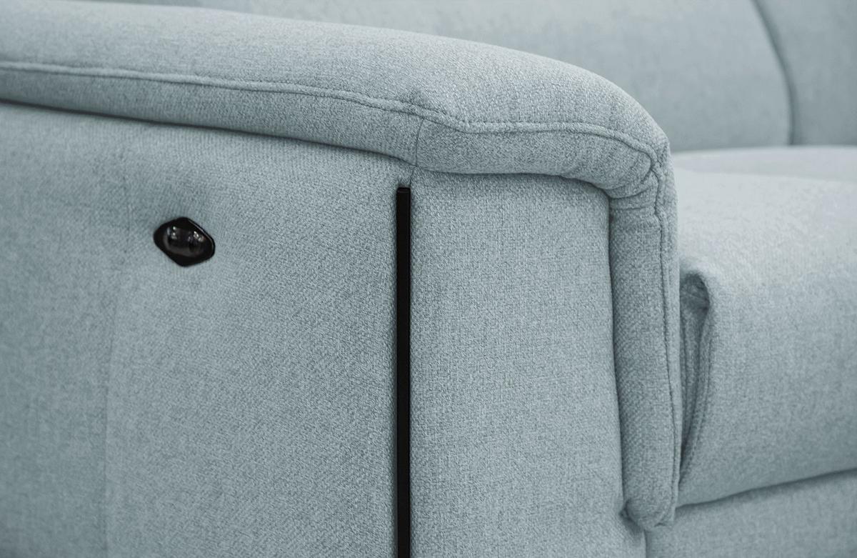 RELAXSOFA MATERA 3-Sitzer mit 2 Relaxfunktionen, mint - Schwarz/Mintgrün, Holzwerkstoff/Textil (212/82/103cm) - Wozimo