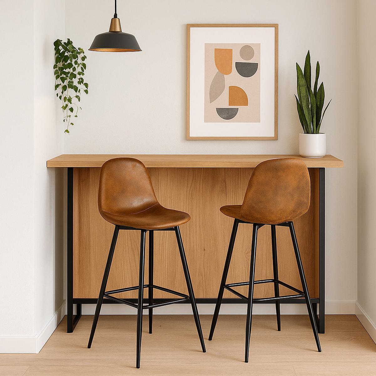 BARHOCKER Drehbare 2er-Set H67 CM - Schwarz/Braun, Textil/Metall (42/97/47cm) - Urban Meuble