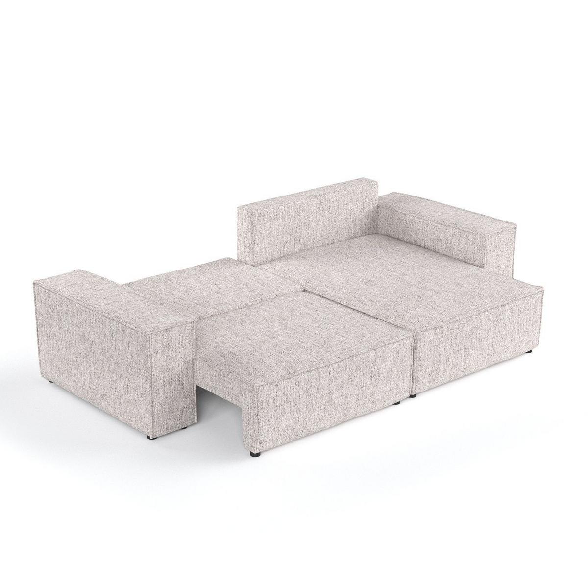 ECKSOFA CAVO mit Schlaffunktion Beige im Neve Stoff - Beige/Schwarz, Holz/Holzwerkstoff (255/148cm) - AltaBeds