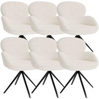 DREHSTUHL Albano Bouclé Creme (6er-Set) - Creme, Textil (59/90/65cm) - Juskys