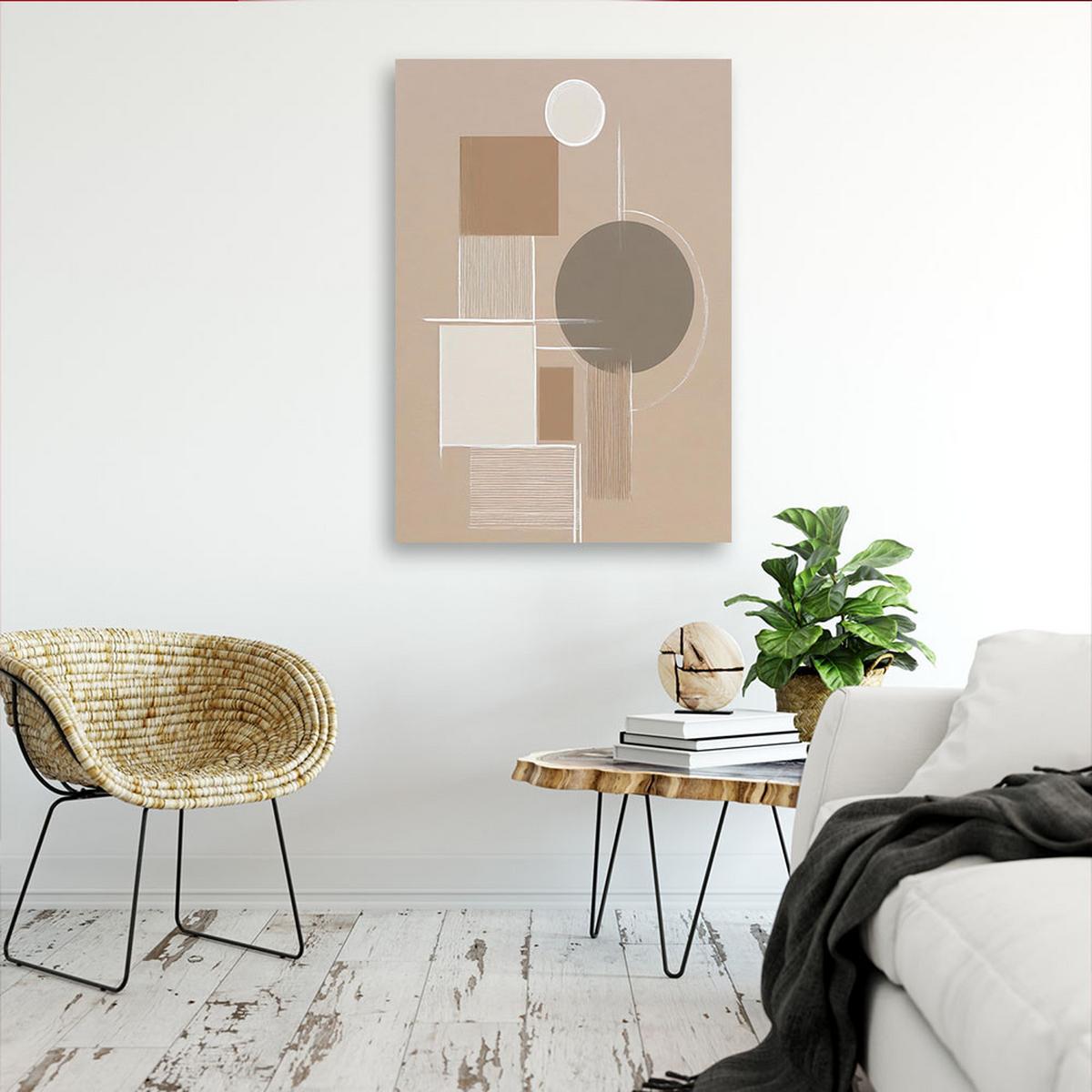LEINWANDBILD Abstraktion 70x100cm - Beige, Textil (70/100cm) - Feeby