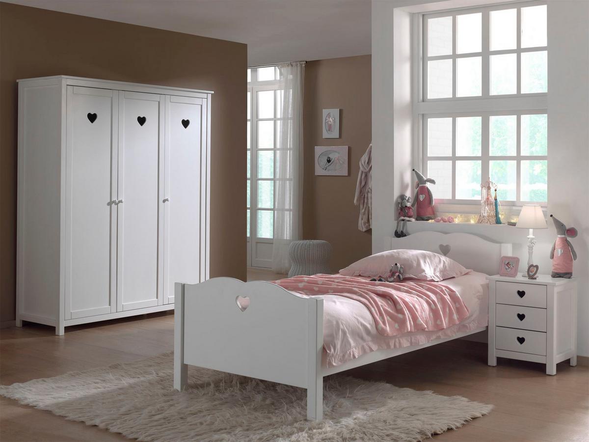 KINDERZIMMER Kamila 6 weiß aus MDF mit Bett, Schrank und Nachtkonsole - Weiß, Holzwerkstoff (350/1/150cm) - 58aufmkessel