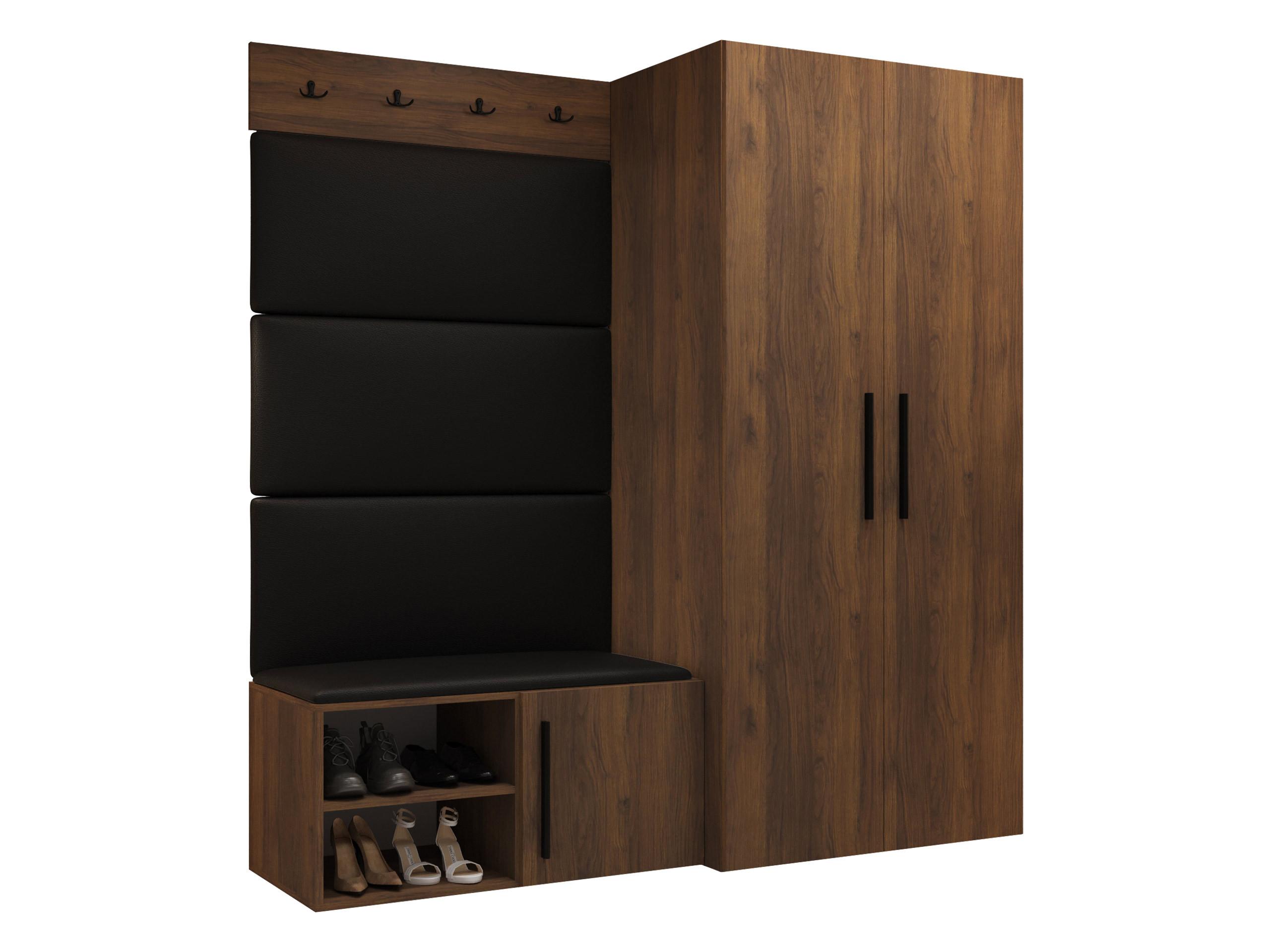 GARDEROBEN-SET Medi I - Nussbaumfarben/Schwarz, Holzwerkstoff/Kunststoff (80/191/50cm) - MIRJAN24