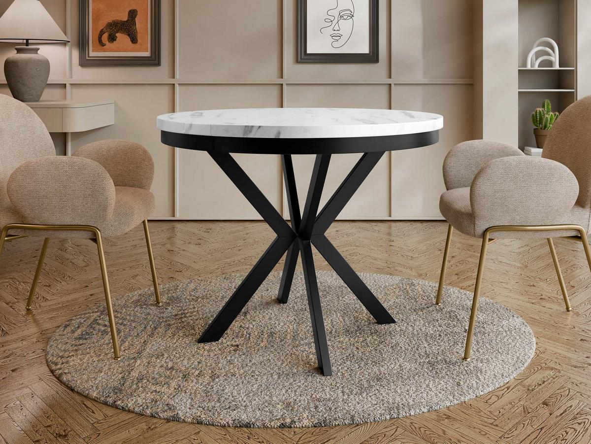 ESSTISCH ausziehbar Edder 90 - Schwarz/Weiß, Holzwerkstoff/Metall (90/90/76cm) - MIRJAN24