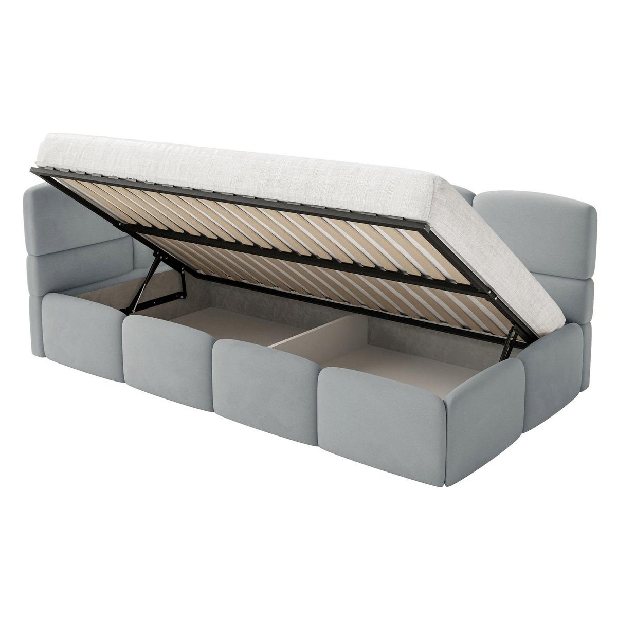 JUGENDBETT Cloudy Grau 120 x 200 cm - Schwarz/Grau, Kunststoff/Textil (120/200cm) - Selsey