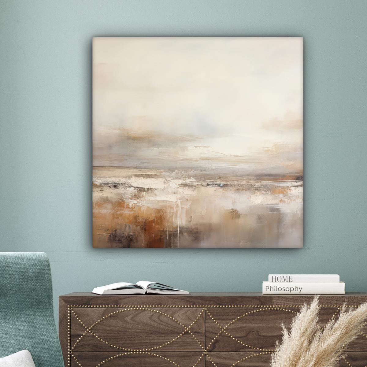 LEINWANDBILD Kunst - Industriell - Grau - Braun - Abstrakt Deko Groß 90x90 cm - Sandfarben, Textil (90/90cm) - MuchoWow