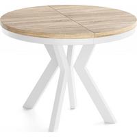 ESSTISCH Savio Weiß Neo rund ausziehbar verlängerbar XXL, Eiche Sonoma Hellbraun 100-300/100/77 cm - Weiß/Sonoma Eiche, Holz/Holzwerkstoff (100/300/77cm) - WFL GROUP