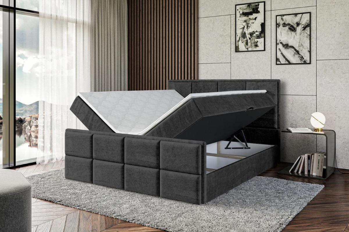 BOXBETT NOVA-Z - 120 x 200 - H3 - Schwarz - Schwarz, Holzwerkstoff (120/200cm) - ALTDECOR