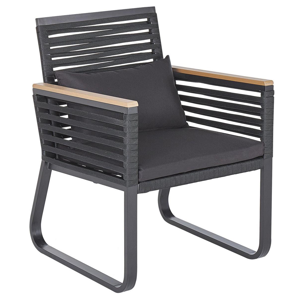 GARTENMÖBEL SET 4-Sitzer Aluminium/Flechtseil schwarz Canetto - Hellbraun/Schwarz, Metall - Beliani