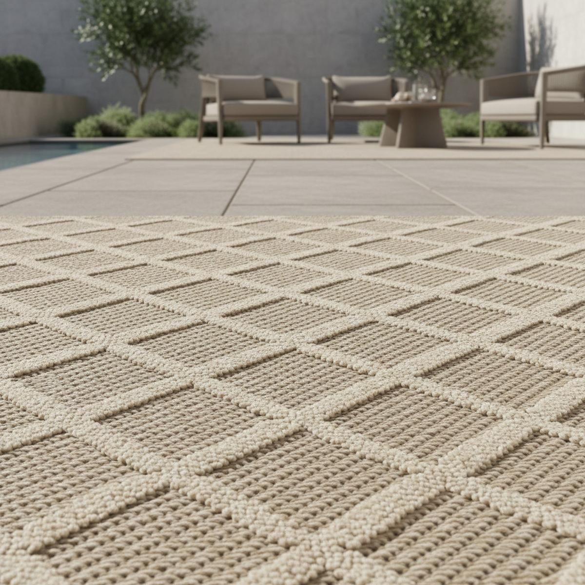TEPPICH Outdoor IMST in Beige, mit Rautenmuster, 80 x 150 cm - Beige, Textil (150/80cm) - KADIMA DESIGN
