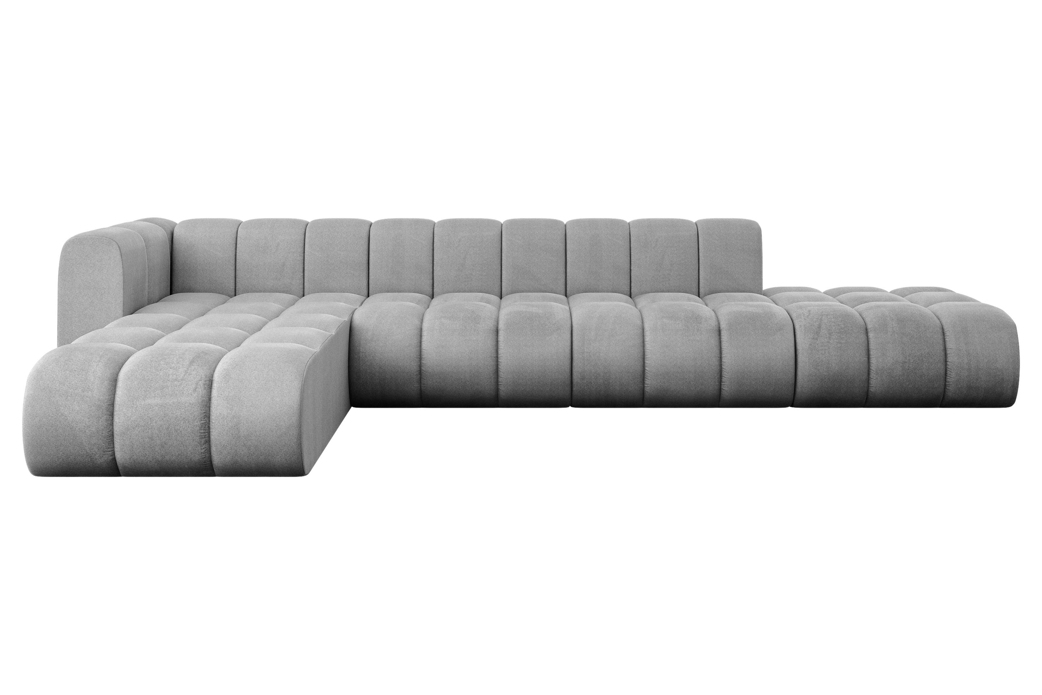ECKSOFA modulares Sofa Zuvon-L2 - 387x177x70 cm Grau - Hellgrau, Holzwerkstoff/Textil (387/177cm) - ALTDECOR