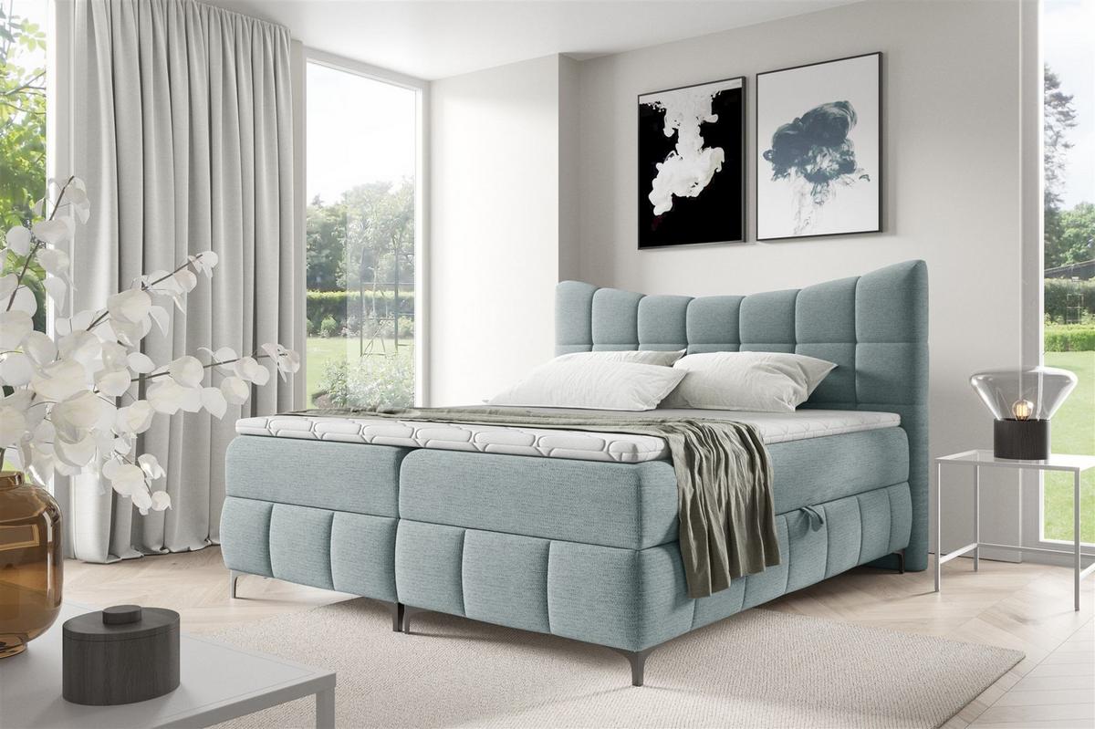 BOXBETT Charles Premi.. In Aragon - Hellblau, Holzwerkstoff/Textil (160/200cm) - Fun Möbel