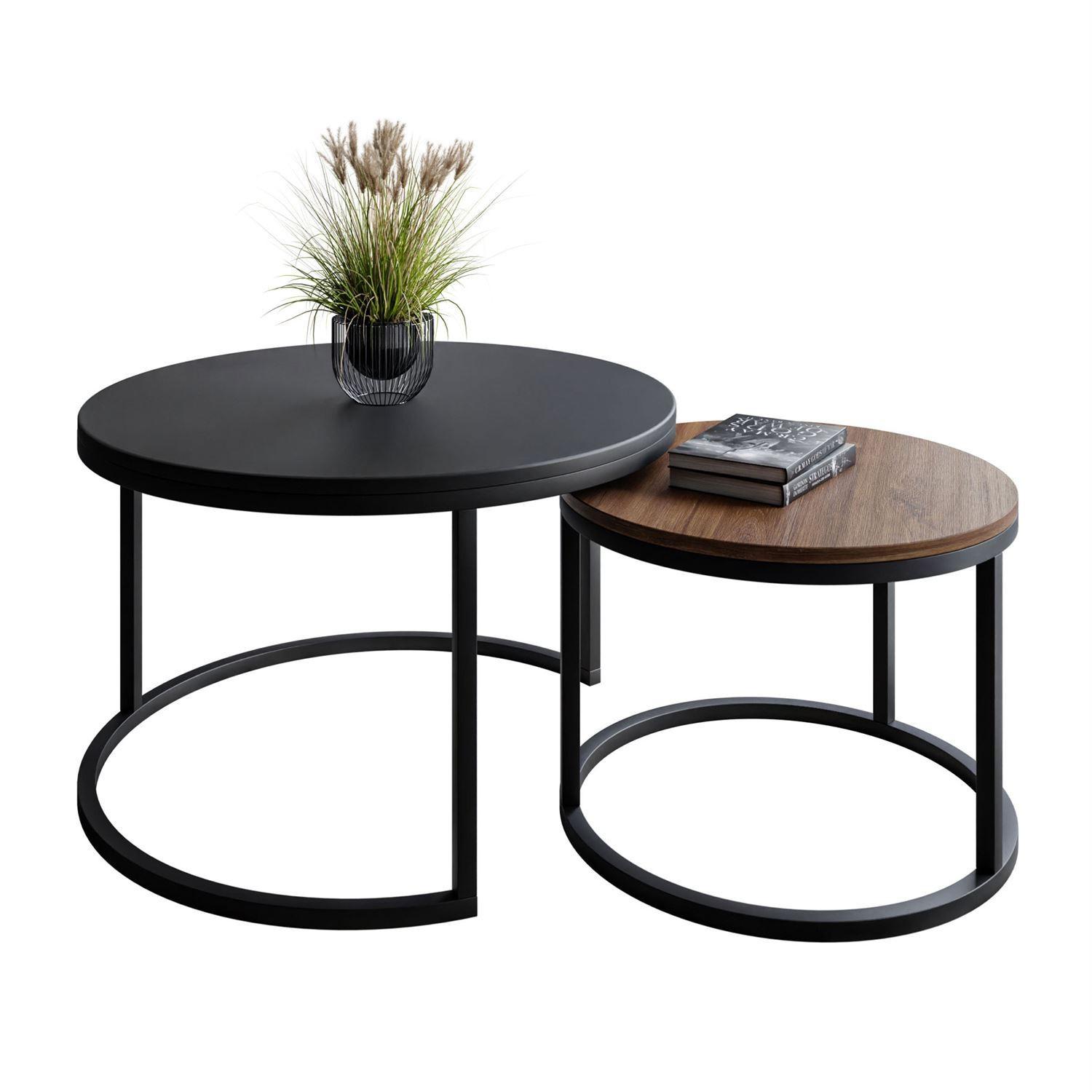 COUCHTISCH CIRI MIX SLIM 2-in-1 - Dunkelbraun/Schwarz, Holzwerkstoff (70/70/48cm) - Lookway