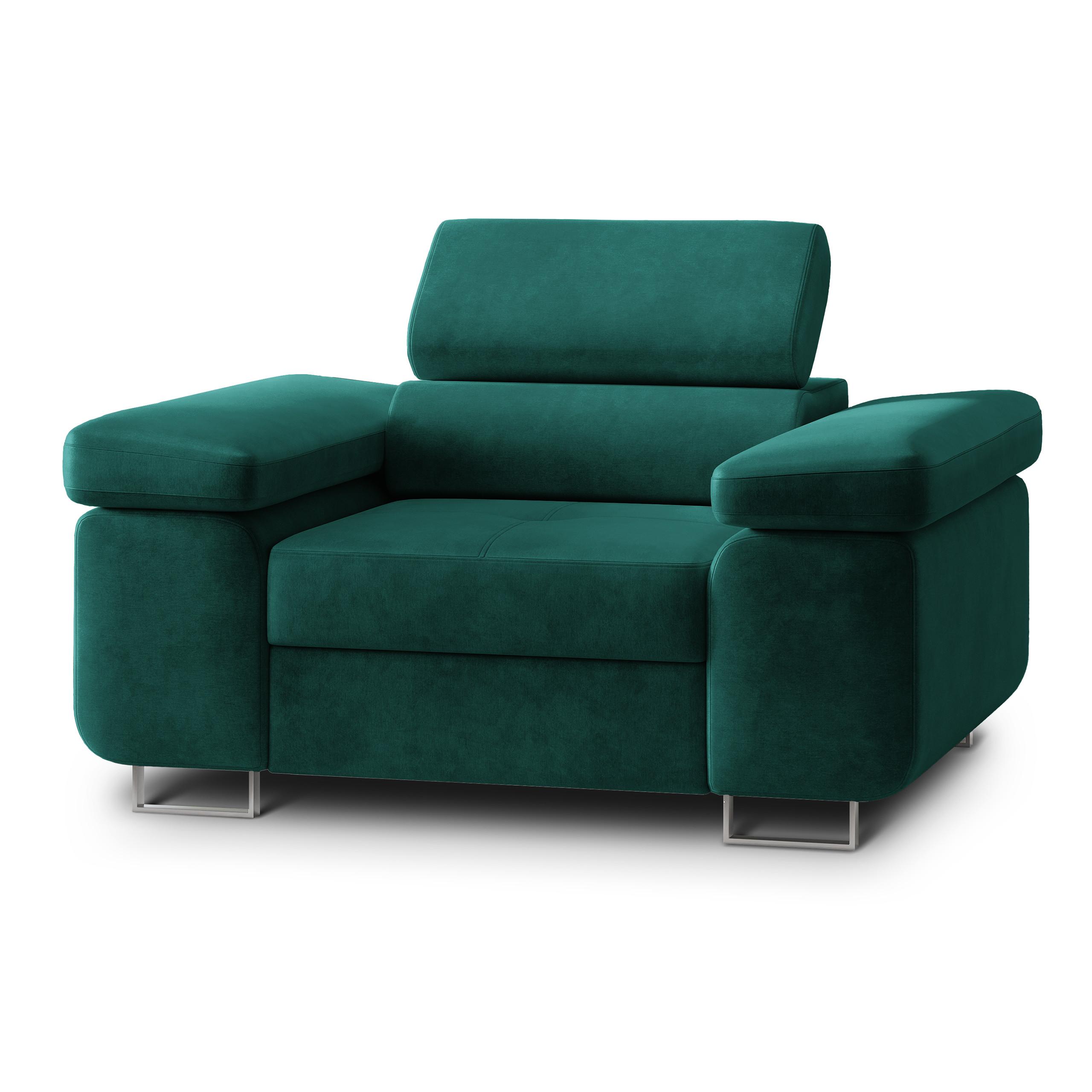 SESSEL CALVO Polstersessel Loungesessel ergonomisch, Grün - Grün, Holz/Metall (133/87/98cm) - MASSENO