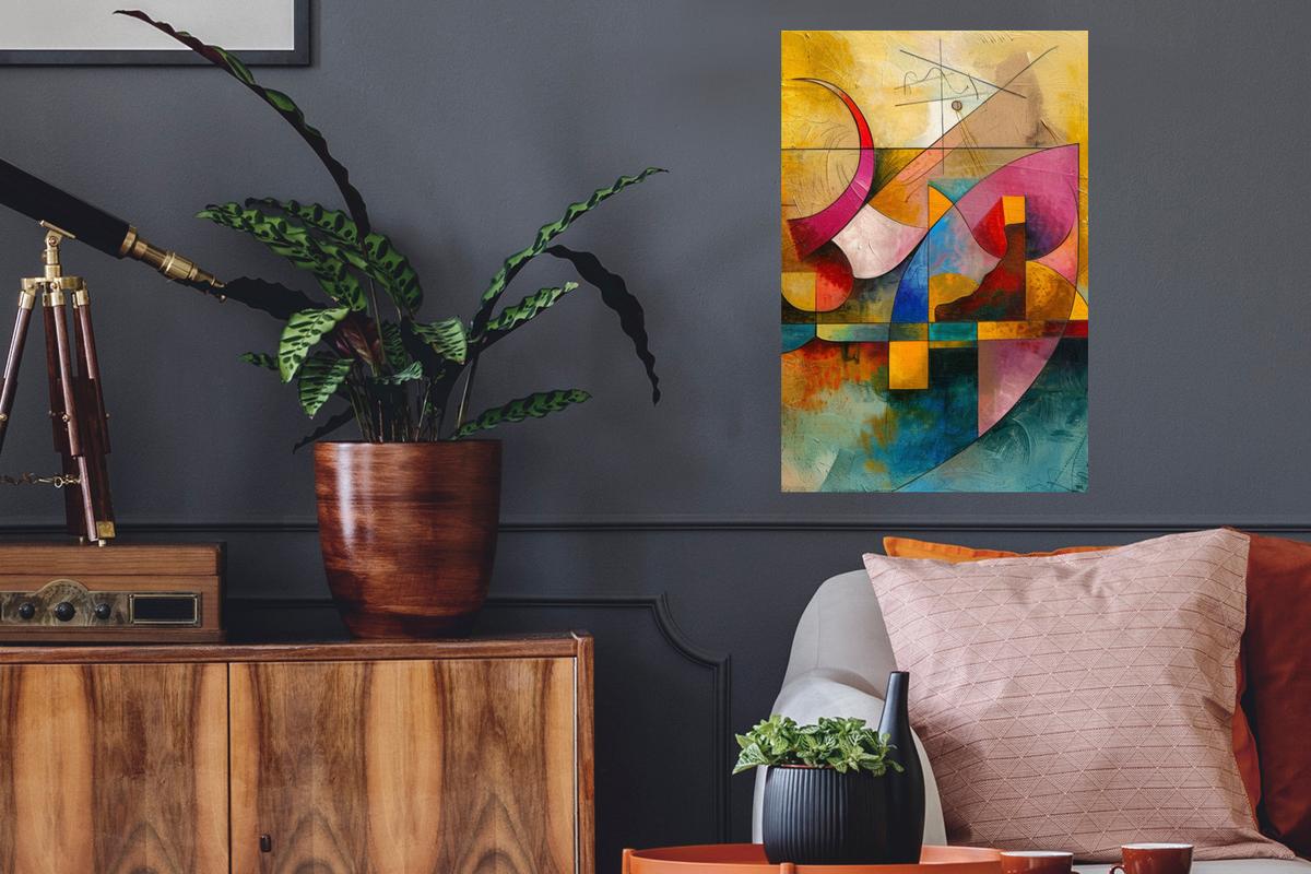 WANDTATTOO Kunst - Abstrakt - Modern Wandbild 40x60 cm - Gelb, Kunststoff (40/60/0.1cm) - MuchoWow