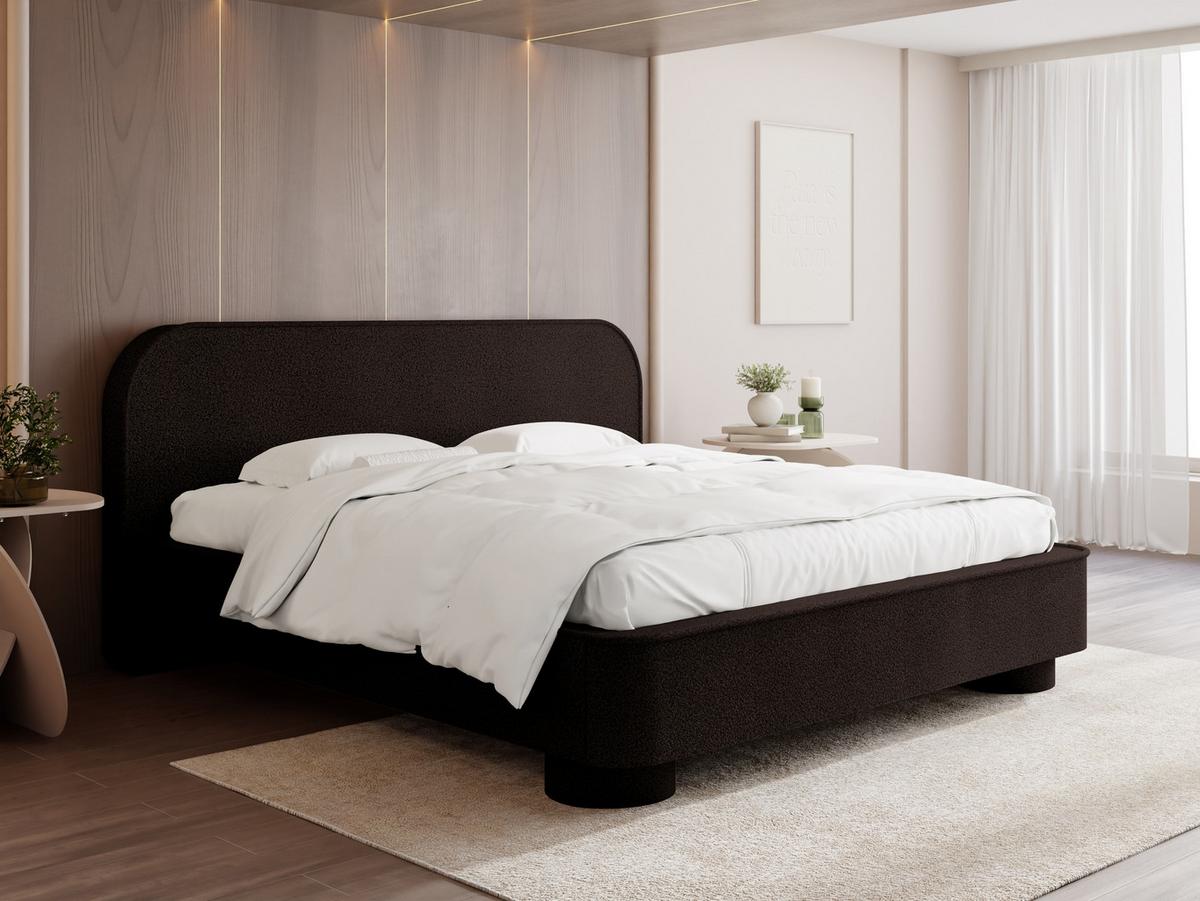 POLSTERBETT Aurora mit Bettkasten, Lattenrost & gepolsterten Füßen in Braun Boucle 140x200 cm - Birkefarben/Braun, Textil/Metall (140/200cm) - WFL GROUP