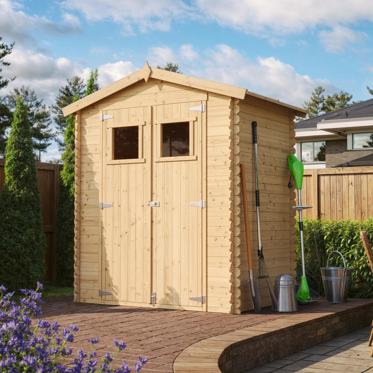 HOLZHAUS GARTENHAUS M367 - B196xL136xH218 cm/ 1.98 m2 - Beige, Holz (196/218/136cm) - Timbela