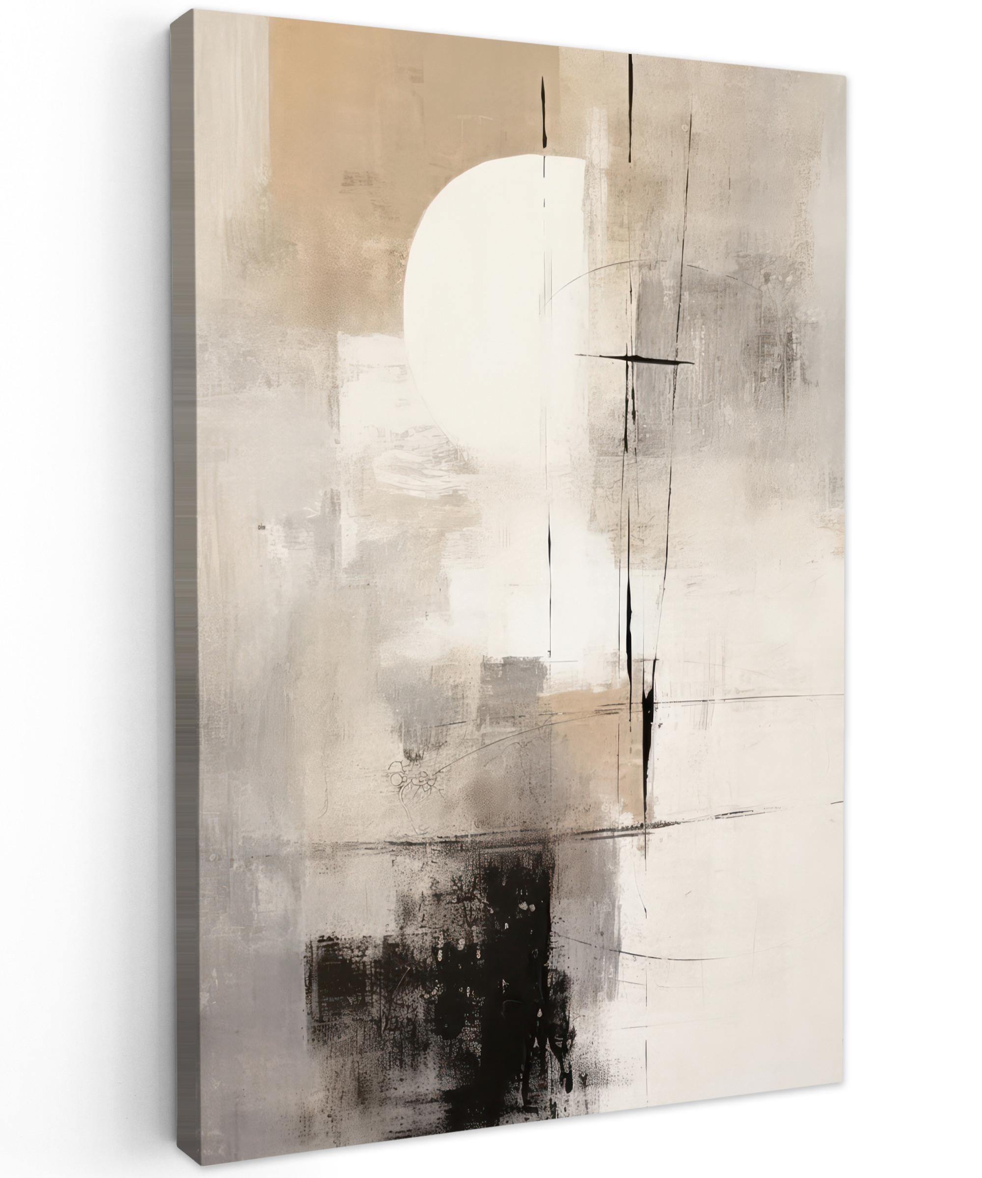 LEINWANDBILD Abstrakt - Kunst - Grau Deko Groß 90x140 cm - Hellgrau, Textil (90/140cm) - MuchoWow