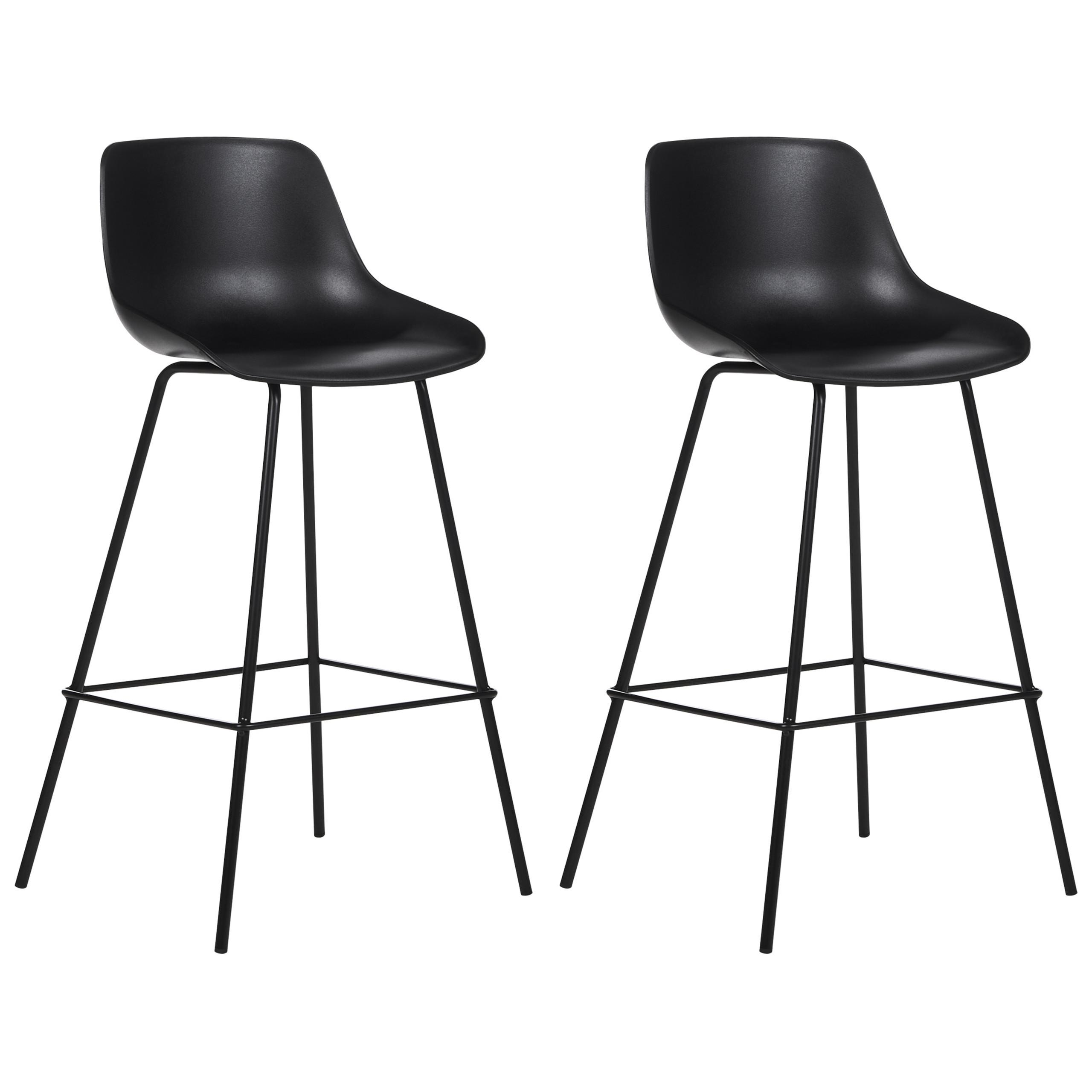 BARSTUHL 2er-Set Kunststoff/Metall schwarz Emmet - Schwarz, Kunststoff (49/100/47cm) - Beliani