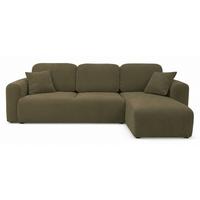 ECKSOFA Olido Olivgrün-Samt - Schwarz/Olivgrün, Kunststoff/Textil (245/150cm) - Selsey