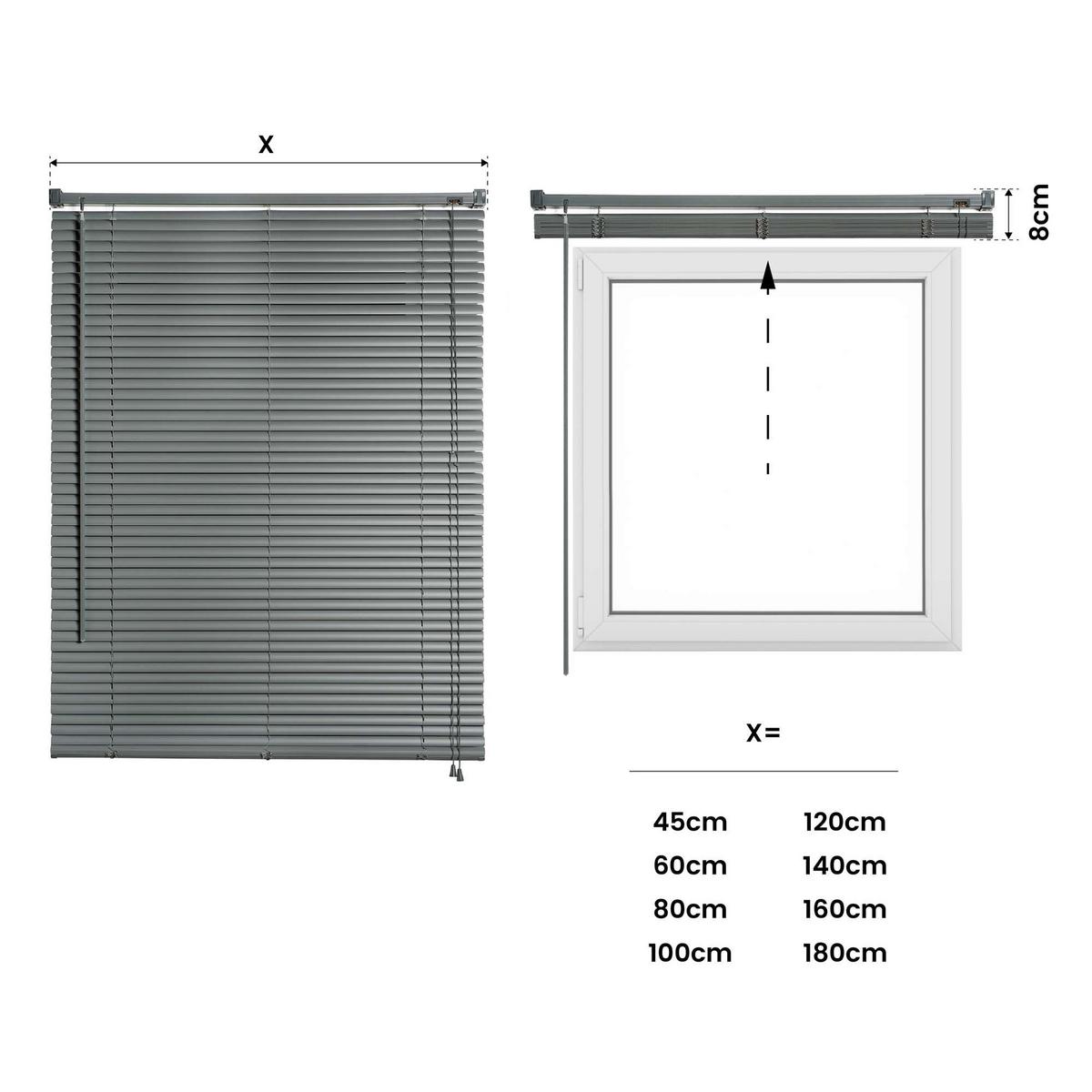 JALOUSIEN vinyl venetianische mit Grau Zugschnur 105x160 - Grau, Kunststoff (105cm) - STORESDECO