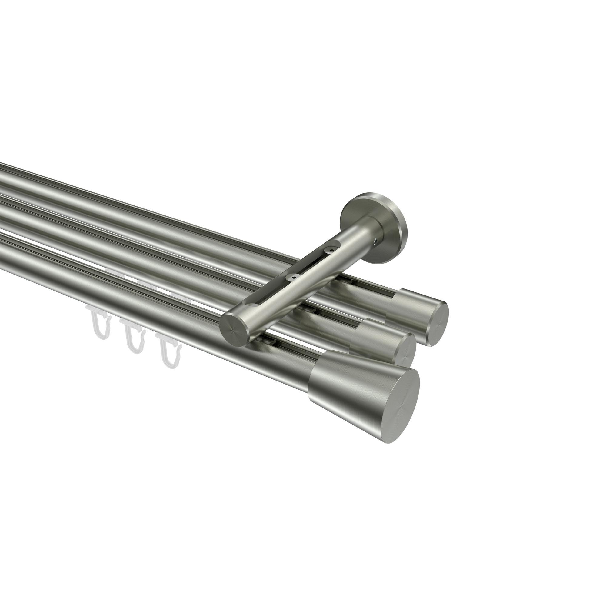 GARDINENSTANGE INNENLAUF Siteno Sitra 140 cm, 3-läufig, 20 mm Ø Edelstahl-Optik - Edelstahlfarben, Metall (140cm) - INTERDECO