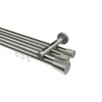 GARDINENSTANGE INNENLAUF Siteno Sitra 420 cm (geteilt in 3 x 140 cm), 3-läufig, 20 mm Ø Edelstahl-Optik - Edelstahlfarben, Metall (420cm) - INTERDECO