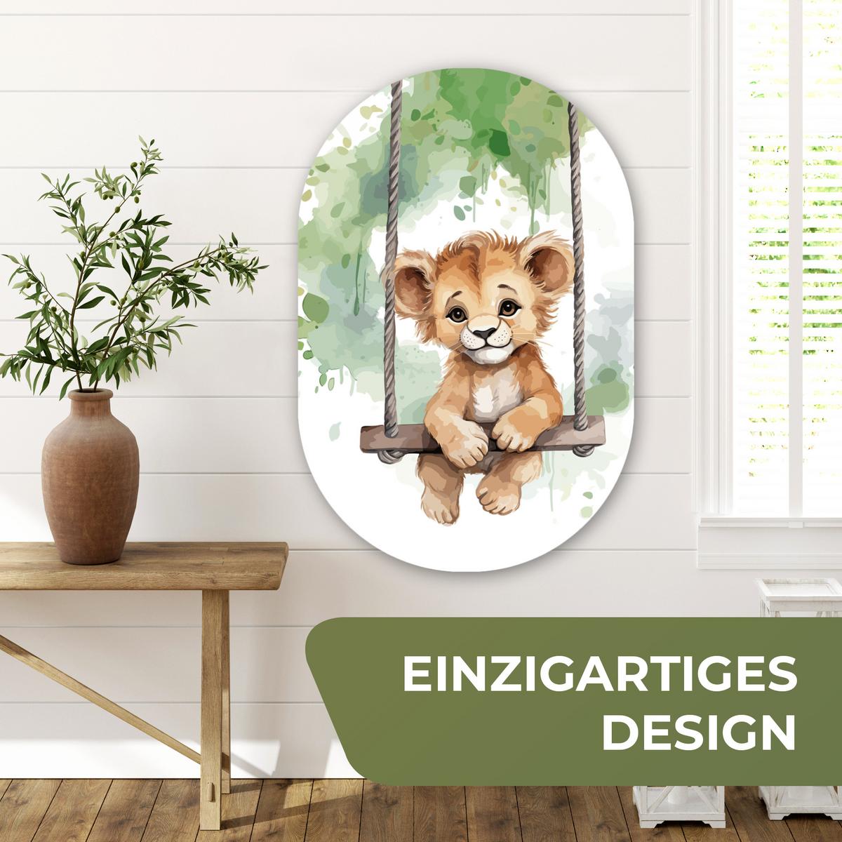 WANDBILD Löwe - Tier - Kinder - Dschungel Wanddeko Schlafzimmer 60x90 cm - Hellbraun, Kunststoff (60/90cm) - MuchoWow