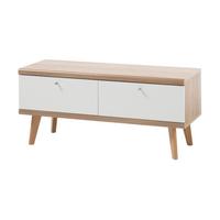 TV-LOWBOARD weiß, Eiche Riviera, TV-Unterteil skandinavisch, 107 x 50 cm - Eichefarben/Weiß, Holz/Holzwerkstoff (107/50/40cm) - Furn.Design