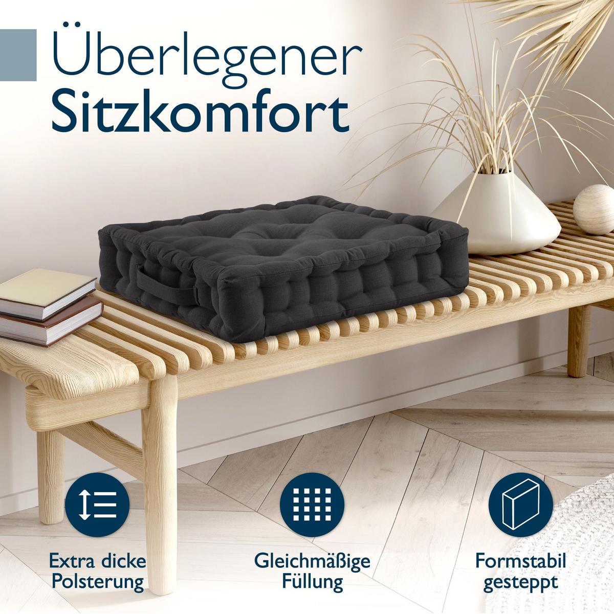STUHLKISSEN Mila 40/40/8cm Anthrazit (4tlg) - Anthrazit, Textil (40/40/8cm) - Beautissu 