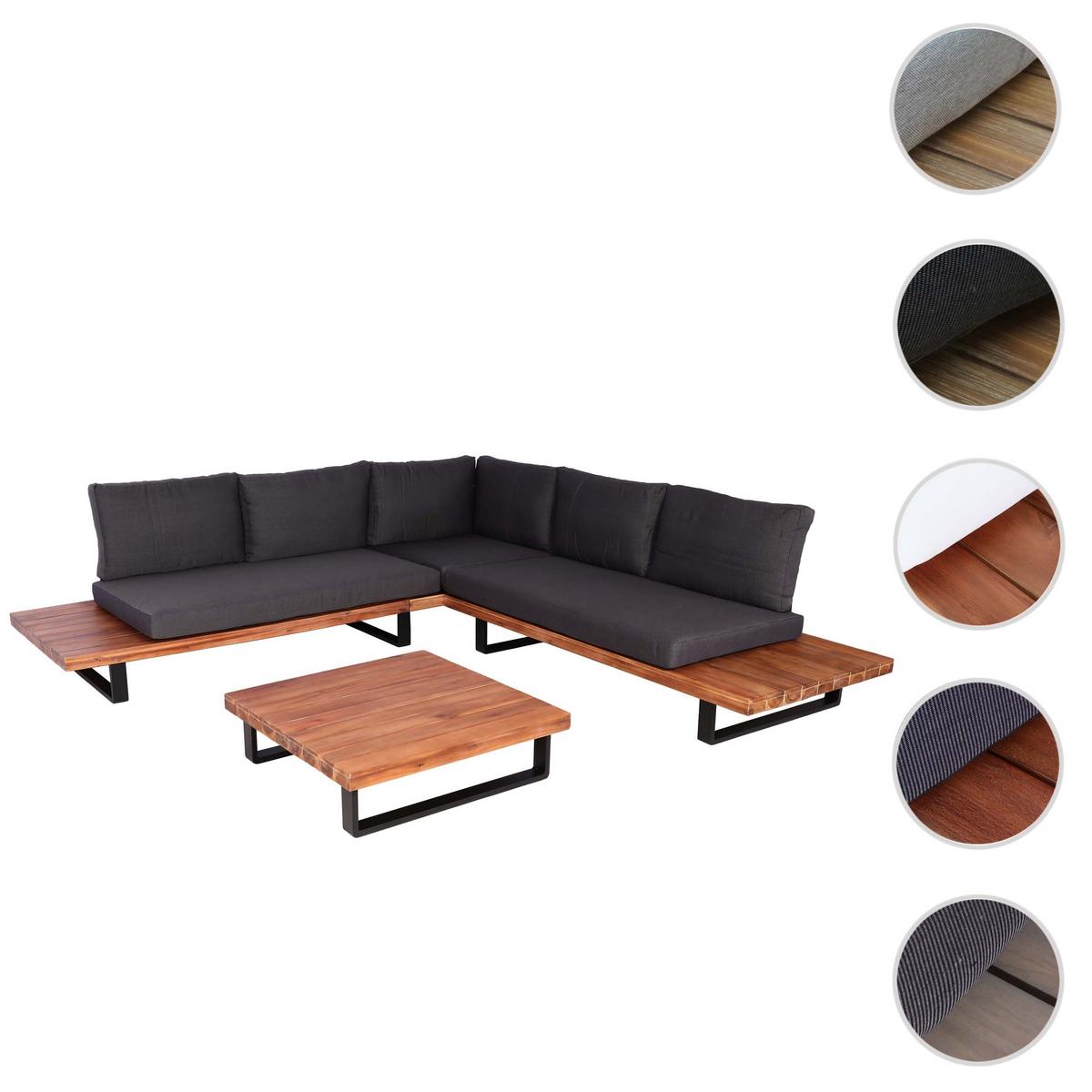 GARTEN-GARNITUR Schwarz, Dunkelbraun, Grau - Dunkelbraun/Schwarz, Holz - MCW