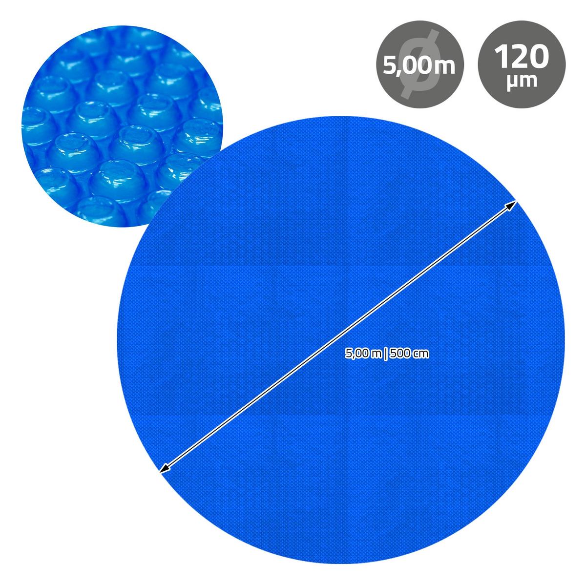 POOL SOLARFOLIE rund Ø 500 cm Blau 120µm aus PE-Luftpolster - Blau, Kunststoff (500/500cm) - ECD-Germany