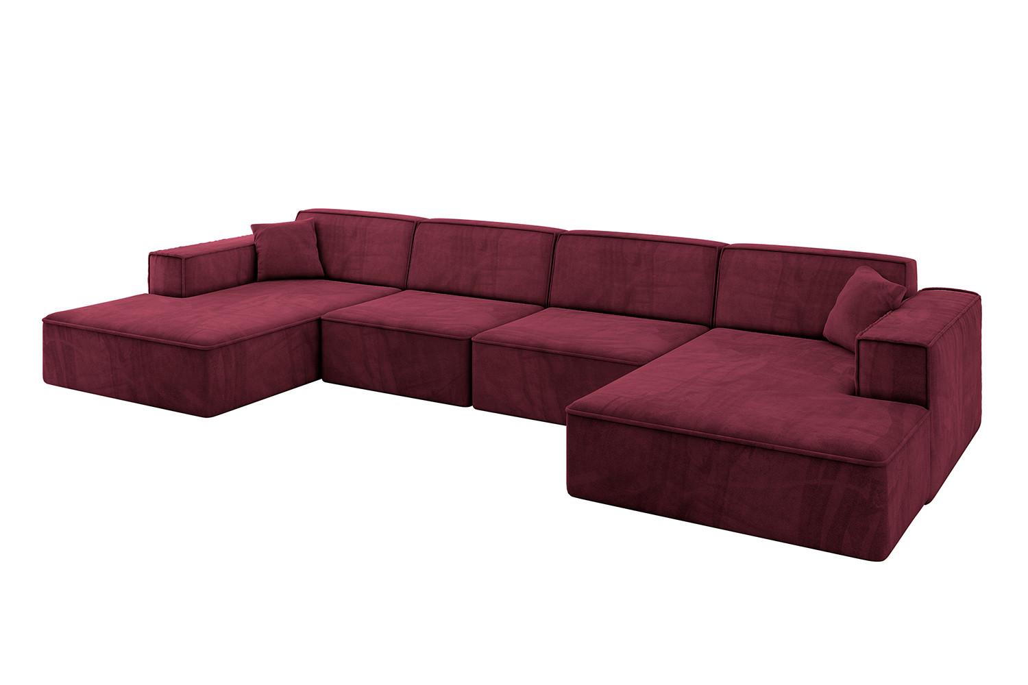 WOHNLANDSCHAFT IREA-U2-v4 - 386x165x77 cm Bordeauxrot - Bordeaux, Holzwerkstoff/Textil (386/77/165cm) - ALTDECOR