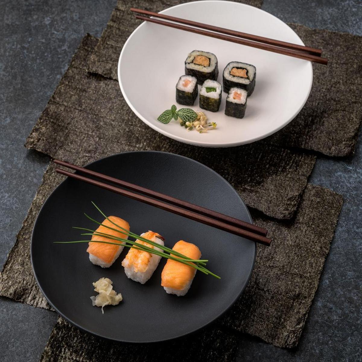 SCHALE FLACH Manufacture Rock schwarz ø 23,5 cm 6er Set - Schwarz, Keramik (23.5cm) - Villeroy & Boch