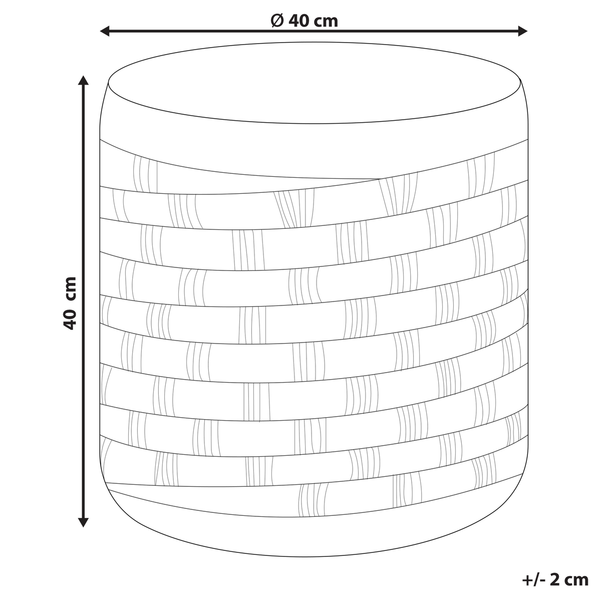 POUF Basslet 40/40/40 cm - Beige, Naturmaterialien (40/40/40cm) - Beliani