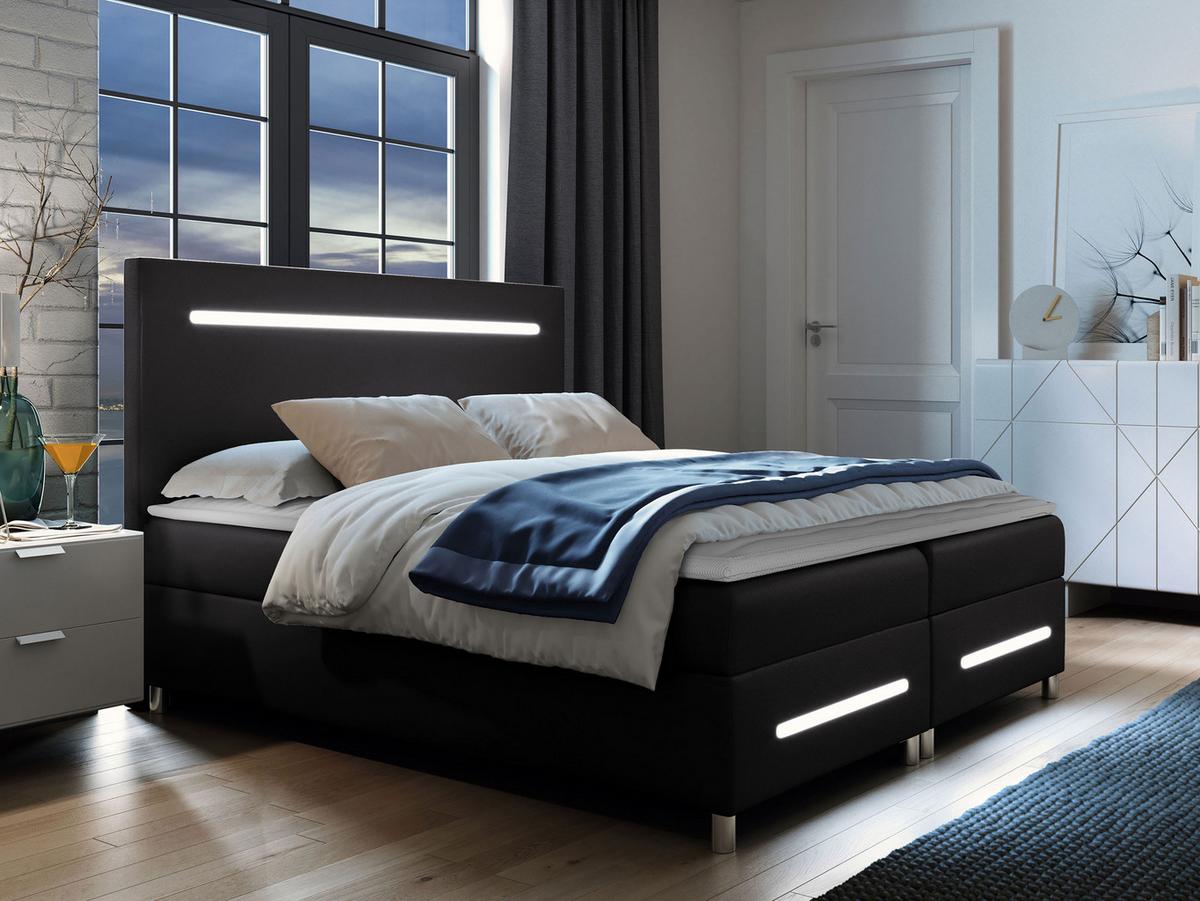 BOXBETT Enter LED - H3 - Schwarz, Holz (140/200cm) - MIRJAN24