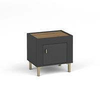 NACHTTISCH Monta mit 1 Tür , Schwarz - Schwarz, Holzwerkstoff (48/47/36cm) - Beautysofa