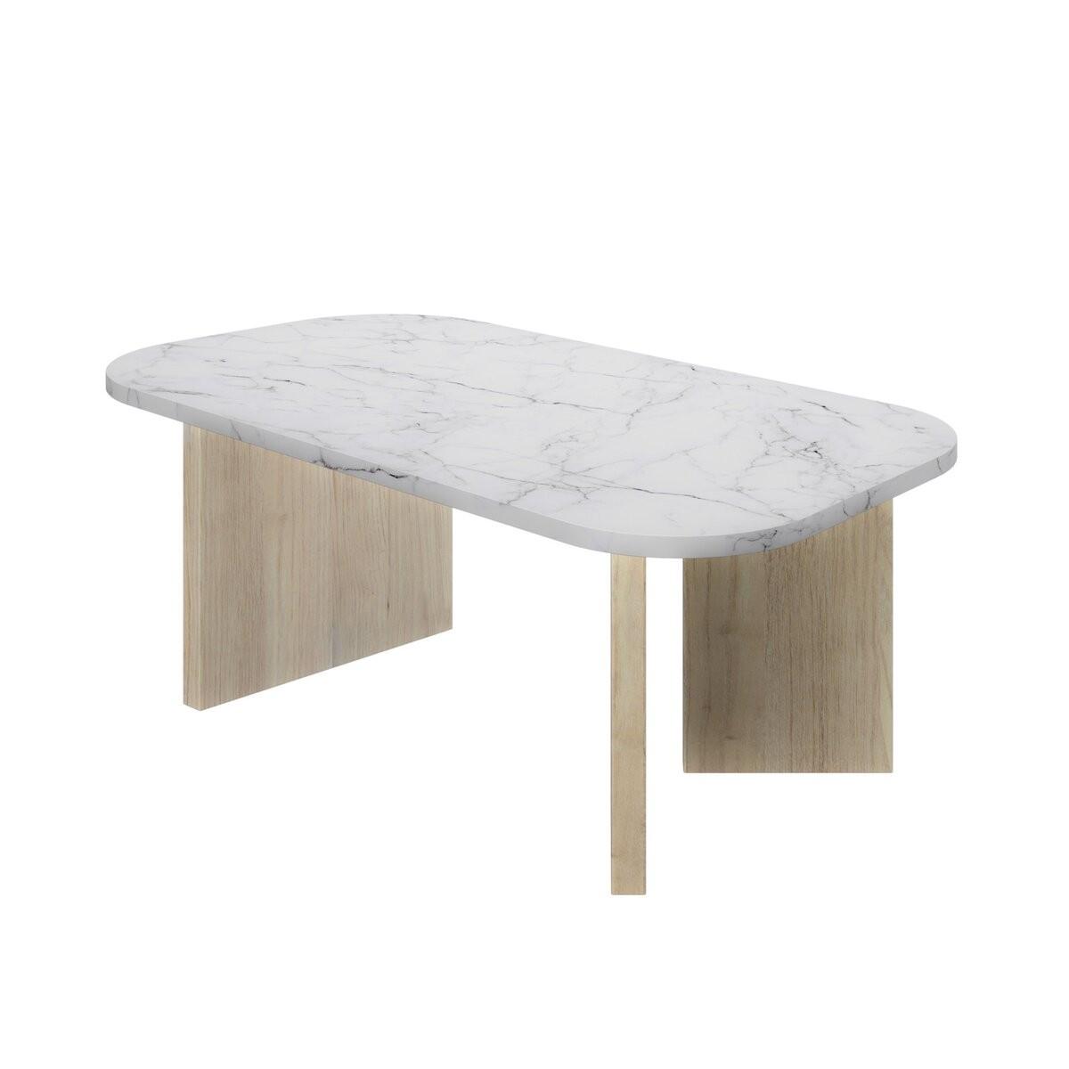 COUCHTISCH H39 cm – QUARTZ - Eichefarben/Weiß, Holzwerkstoff (112/57.7/38.2cm) - Calicosy